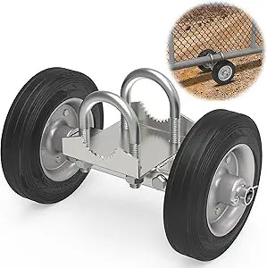 6" Rolling Gate Wheel for Chain Link Fence Rolling Sliding Gates Heavy-Duty Steel Rolling Gate with 2 Rubber Wheels for Metal Tube Gates and Driveway Gates