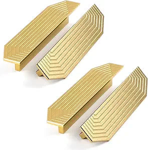 BaiNong Gold Cabinet pulls Brass Brushed Drawer Modern Handles Drawer Handles for Dresser (4Pack-5.7inch Polygon)
