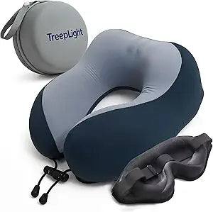 Travel Pillow Set  Memory Foam Neck Pillow with 3D Eye Mask & Carrying Case for Airplane, Road Trips & Train Travel, Gift for Men & Women
