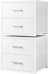BOLUO Stackable Storage Drawers Closet Organizers and Storage Fabric White 2 Drawer Dresser for Bedroom 2 Packs Modern