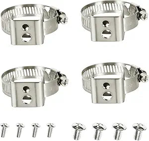 4Pcs Stainless Steel Sign Mounting Brackets for Poles (0.7"-1.2" Diameter), Adjustable Pole Ring Clamps for Street Signs