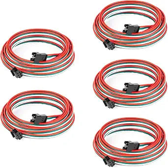 BTF-LIGHTING 5 Pcs/Pack 20AWG 3 Pin JST SM Male Female Plug LED Connector 6.56FT/2m Extension Cable for WS2812B WS2811 WS2814 SK6812 FCOB RGB CCT LED Strip Lights Solderless Controller Wire