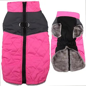 JoyDaog Warm Fleece Dog Coats for Large Dogs,D-Rings Waterproof Puppy Jacket for Cold Winter,Pink XXL