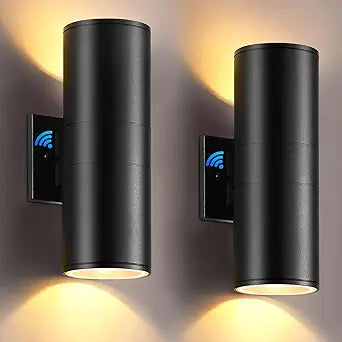 SHIMR Dusk to Dawn Outdoor Lighting 2 Pack, Modern Exterior Light Fixture Wall Mount ETL Listed, Aluminum Waterproof Black Up and Down Outside Lights for House Porch Garage, LED Bulbs Include