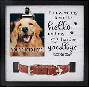 PUREFLY Dog Memorial Gifts for Loss of Dog, Loss of Dog Sympathy Gift Pet Loss Sympathy Frame Box with Collar Holder, Pet Cat Remembrance Bereavement Gift