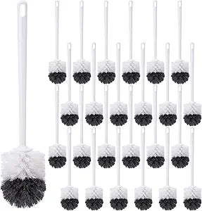Reallnaive 24 Pack Toilet Brush Bulk, Commercial Heavy Duty Professional Toilet Bowl Cleaning Brush for Bathroom, Restroom Maintenance Cleaning Supplies (White)