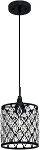 Westinghouse 6362700 Waltz One-Light Mini, Matte Black Finish Mesh with Crystals Indoor Pendant, 1 Seeded Glass, Red