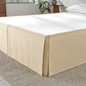 French Linen Bed Skirt 14" Tailored Drop Dust, Easy Fit Breathable Natural Flax Soft Cozy Farmhouse Bedding (14" Queen, 60"80")