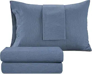 Izod Queen Bed Sheet Set, Cotton Blend Sateen Silky, Denim, Cooling, 4Pc