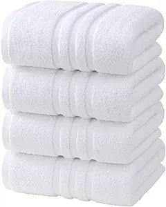Velqora Bath Towels 4 Pack, Large 30 x 60 Inches, 100% Cotton, Soft & Absorbent Bathroom Towels for Everyday Use, White