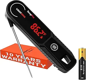 TempPro Lightning 1 Sec Instant Read Meat Thermometer, Kitchen Food Thermometer with 180 Rotating Display, IP67 Waterproof Cooking Thermometers for Deep Fry Smoker Grill BBQ(Previously ThermoPro)