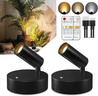 4000mAh Spot Lights Indoor, Rechargeable Wireless Uplighting with Remote