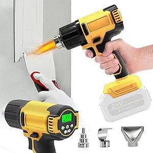 Cordless Heat Gun with LCD Display, Compatible with Dewalt Battery, Max 540C (1004F), Hot Air Gun Kit with 3 Nozzles, Heat Gun for Shrink Tubing, Crafts, Paint Removal (Tool Only, No Battery)