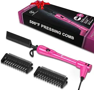 Mini Hot Comb 500 Degree，Dual Voltage Electric Pressing Comb for Black Hair
