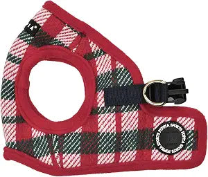 Puppia Festive Vest Dog Harness Step-in Warm Winter Checkered Pattern for Small and Medium Dog, Red, Small