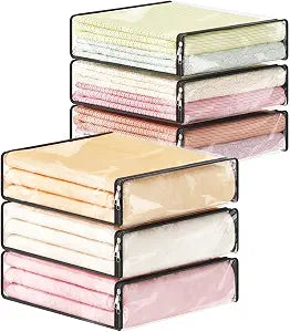 Lifewit 14L Clear Sheet Storage Bags with Zipper 6 Pack, Plastic Sweater Storage Bins for Clothing, Vinyl Foldable Clothes Containers Organizers for Closet, Blankets, Bedding 15.7 x 13.8 x 3.9 Inch