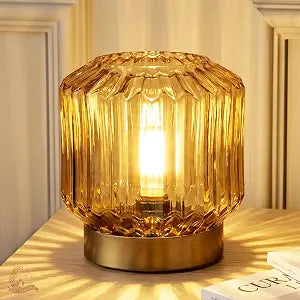 MJ PREMIER Battery Operated Lamp, Small Cordless Lamp with Timer Amber