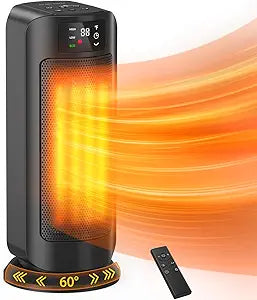 Space Heater, 1500W Space Heaters Efficient Heating with LED Display, 1-24H Timer, ECO, Multiple Protection, 60┬░ Oscillating Portable Heater Quiet Heating for Garage Home Office Indoor Use