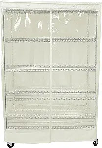 Formosa Covers Premium Clear Front Wire Shelf Steel Rack Cover Off White - Heavy-Duty Storage Solution for Wire Shelving Rack (48Wx18Dx72H) - Waterproof PVC, Water/Dust Resistant Fabric, Zippers