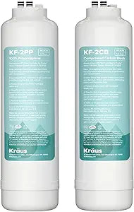 KRAUS Replacement Filter Cartridges for Purita 2-Stage Under Sink Water Filtration System with Carbon Block and Polypropylene Filters (Set of 2), FC-101