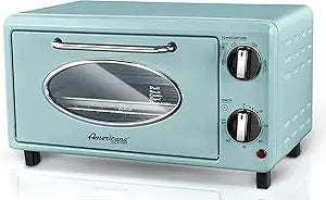 Elite Gourmet by Maximatic Americana Collection ETO147M Diner 50s Retro Countertop Toaster oven, Bake, Toast, Fits 8 Pizza, Temperature Control & Adjustable 60-Minute Timer 1000W, 2 Slice, Mint
