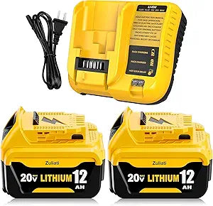 12.0Amps DCB206-2 Replacement for Dewalt 20V Max Battery and DCB107 Charger, Compatible with 20v Dewalt Drill, Impact Driver, Cordless Drill, Blower(Multi-3pc)