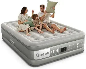iDOO Air Mattress Queen with Built in Pump, 18 Raised Comfort Inflatable Blow up Mattress, Upgraded Support Structure Portable Air Bed for Guests and Home, Colchon Inflable, 650 lbs Max