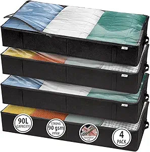 StorageExpert Closet Organizers and Storage - Maximize Space with Under Bed Storage Containers & Clothes Storage - Ideal Closet Organizer, Toy Storage Organizer & Underbed Storage (Black, 4 Pack)