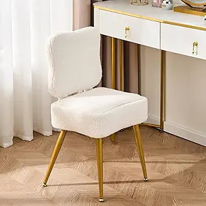Vanity Storage Chair with Backrest - Plush Teddy Fabric, 8L Hidden Storage, 250lbs Capacity, Multi-Functional Vanity Stool Ottoman for Living Room, Bedroom, Vanity (White)