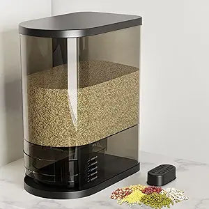 SYNCVIBE Large Rice Dispenser 22-25Lbs, Cereal Dispenser Rice Container Food Storage Container with Measuring Cup, Cereal Containers Storage Kitchen Storage Household Moisture Proof Holder, Black