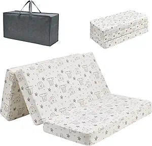 RSN Trifold Pack and Play Mattress 38'' x 26'' x 3'', Soft Baby Memory Foam Pack N Play for Toddlers, Portable Mini Travel Crib Playpen Mattress with Waterproof Washable Cover and Carry Bag