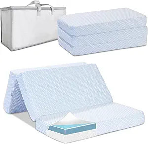 Trifold Pack and Play Mattress, 38"x26" Double-Layer Memory Foam Pack N Play Mattresses, Portable Breathable Mattress for Pack N Play with Carry Bag Removable Cover