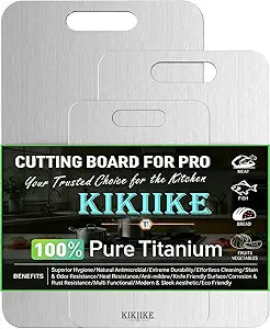 Titanium Cutting Board 3-Piece Set 100% Pure Titanium Cutting Boards for Kitchen - Double-Sided Food-Grade Chopping Board Non-Stick Durable and Easy to Clean