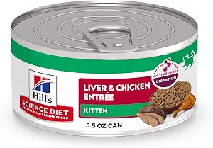 Hill's Science Diet Kitten Premium Nutrition Wet Cat Food, Liver & Chicken Minced, 5.5 oz Cans, 24-Pack