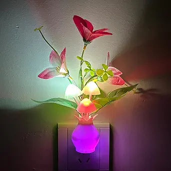 Kazgroth Flower Night Light with Sensor, Plug-in Color Changing LED Lamp