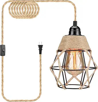 Plug in Pendant Light, Industrial Hanging Light with Plug in Cord