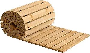 Wooden Garden Pathway Outdoor Roll-Out Walkway Weather-Resistant Fir Wood Curved or Straight Boardwalk Decorative Garden for Backyard,Beach,Wedding Party Pathways (Natural, 12FT Straight)