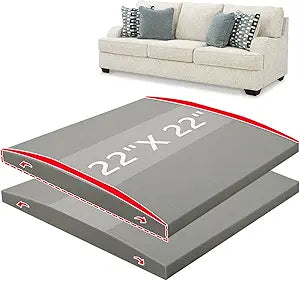 Couch Cushion Support High Density Foam 22X22X2.4 Inches Sofa Couch Supports for Sagging Cushions Light Grey 2Pcs with Anti Slip Mesh Fabric