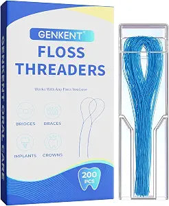 GENKENT Floss Threaders 200 Count Floss for Braces, Bridges, Implants Deep Clean Dental Floss Threader (2 Pack)