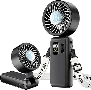 3-in-1 Portable Handheld Fan, personal fans portable rechargeable,6000mAh High-Speed Turbo Handheld Fan,100 Speeds Stepless Adjustment Mini Personal Desk Fan for Travel, Camping, Outdoor, Black