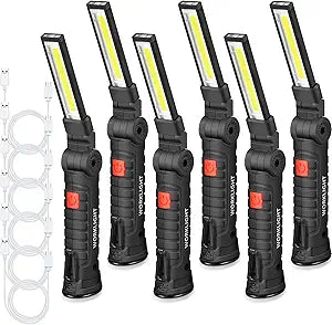 Tuanse LED Rechargeable Work Light with Magnetic Base Hanging Hook, 360 Rotate Magnetic Flashlights for Mechanics Car Repair Home Garage Camping, Tool Gifts for Men Dad Father(6 Pcs,Large)