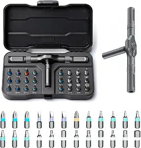 2026 New Tools 24 in 1 Magnetic Ratchet Screwdriver Set, Multi Bit DIY Magnetic Screwdriver Set with Detachable Ratchet Handle, Portable Precision Repair Tool Kit for Furniture, Electronics, Bicycle