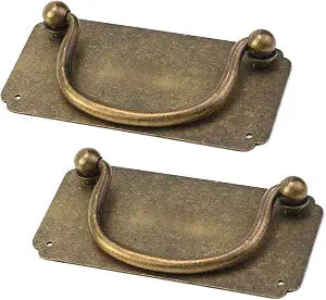 2PCS Vintage Horizontal Decorative Pulls Flat Brass Cabinet Handle Pulls