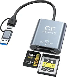 CFexpress Type B & SD Card Reader 2IN1 USB-C + USB-A Dual Slot Card Reader