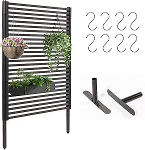 Outdoor Privacy Screens - Length: 43in, Height: 59in, Fence Privacy Screen, Freestanding Horizontal Fence, Metal Material, Anti-Corrosion and Weatherproof, Suitable for Outdoor Garden Courtyard