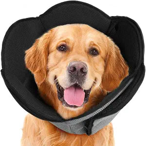 Soft Dog Cone for Medium Size Dogs,Breathble Adjustable Dogs Recovery Collar After Surgery,Protective Elizabethan Cones,E Collar Alternative to Stop Licking,Comfortable Dog Cones,Black,M