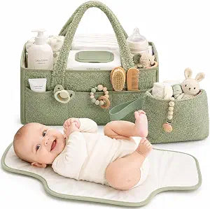 PeraBella Baby Diaper Caddy Organizer, Nursery Storage Baby Basket 3Pcs Set