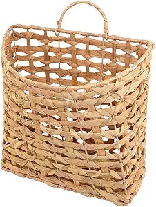 YRMT Wall Hanging Storage Basket Water Hyacinth Hanging Basket for Magazine, Mails, Files Organizing Door Entryway Basket Natural Large 12.4"x 6.5x 14.5 (Water Hyacinth)