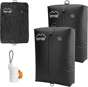 ONTYZZ Travel Vacuum Compression Bags, IPX8 Waterproof Luggage Space Saver Bags with Mini Electric Pump, Reusable TPU Vacuum Seal Bags for Travel Clothes Storage, 2 Pack Dark Black