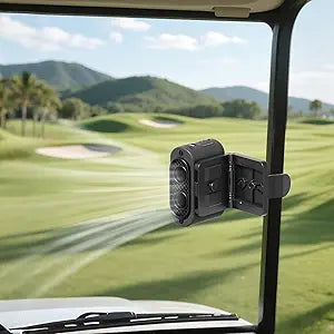 AddAcc Rechargeable Golf Cart Fan, 14500mAh Battery Powered, 35Hrs Cooling, 5 Powerful Speed & LED Lantern, Dual Head Strong Clip Compatible with EZGO Club Car Yamaha, Golf Cart Push Cart Accessories